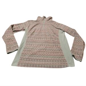 Women's XL Columbia Fleece Quarter-Zip Teal/White/Gray Pullover Jacket